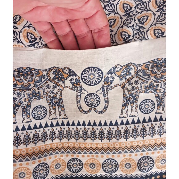 J Jill Linen Tunic Top Sleeveless V Neck Elephant Block Print Front Pockets XL - Picture 5 of 8